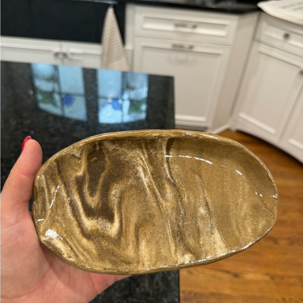 Marbled catch all rough texture dish made in Los Angeles